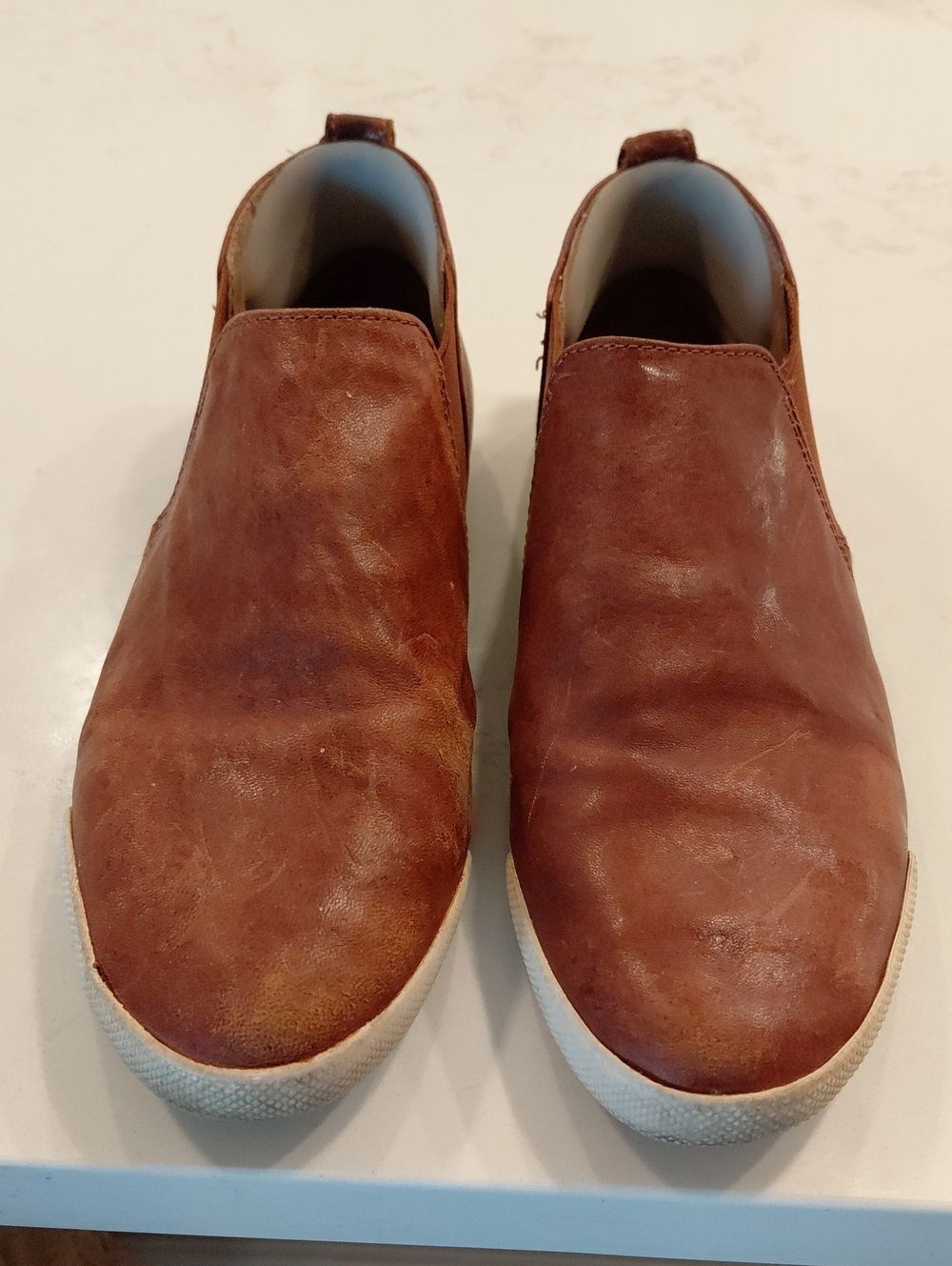 Frye Brown Leather Slip-On Sneakers...EUC